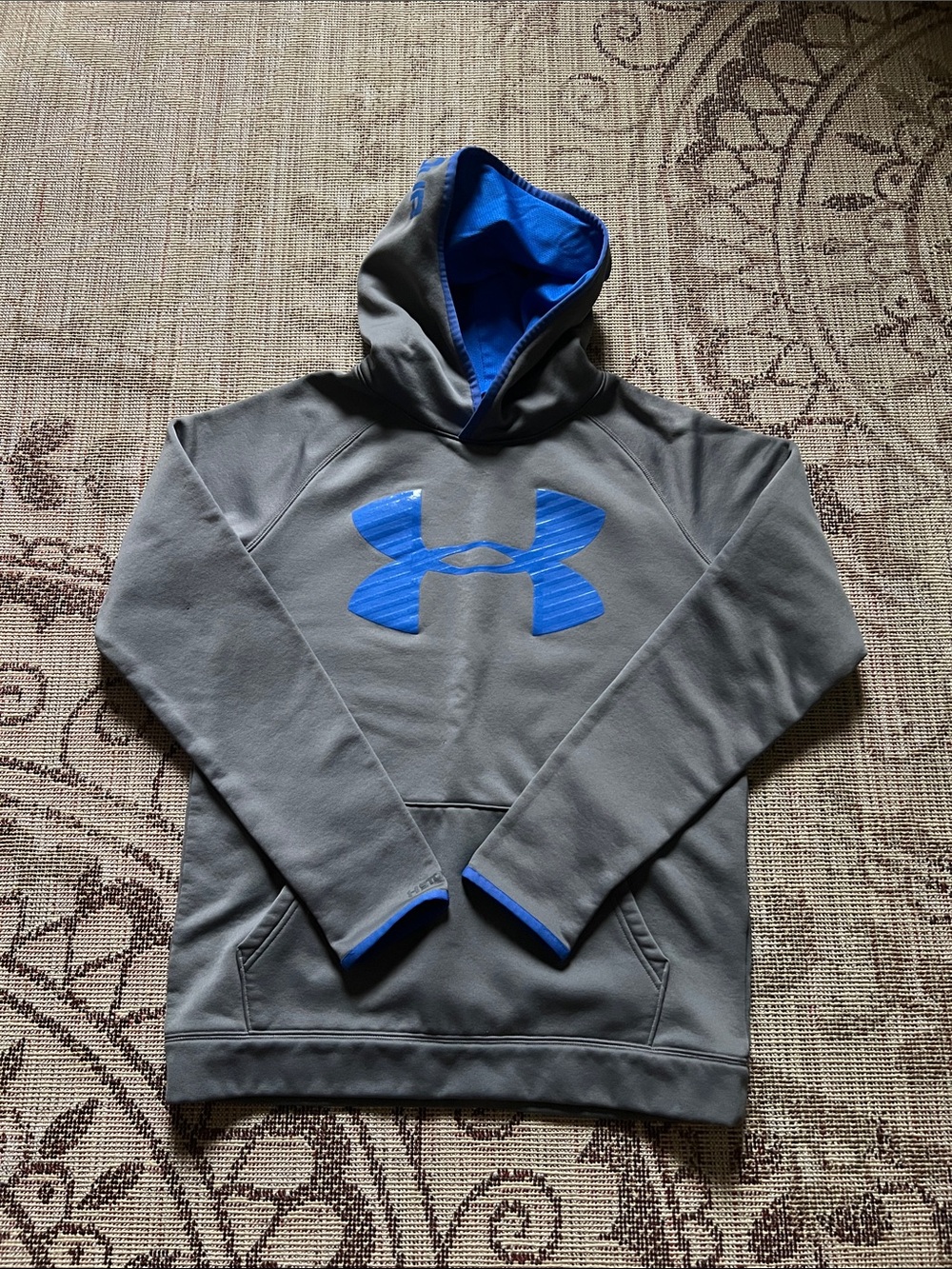 Under Armour Gray Crewneck Hoodie with Blue Logo